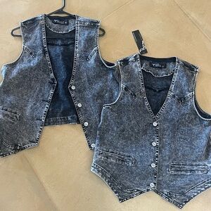 Lucky & Blessed Western Acid Washed Denim Vest